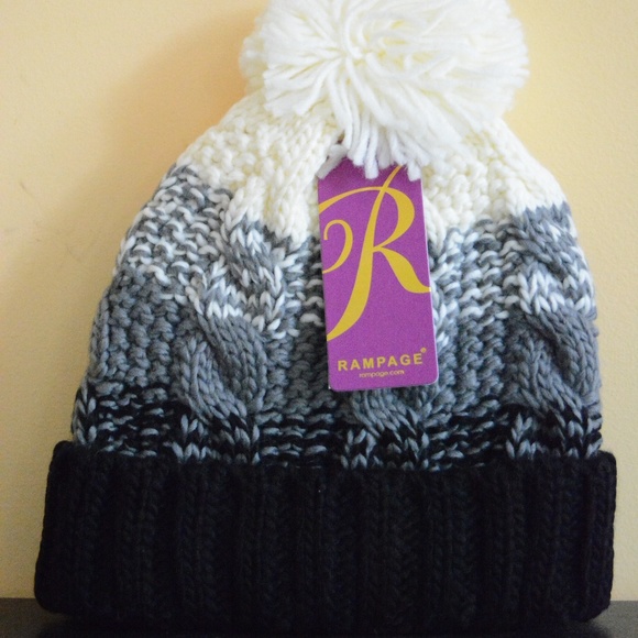 Rampage Accessories - Rampage Colorblock Womens Pom Pom Beanie